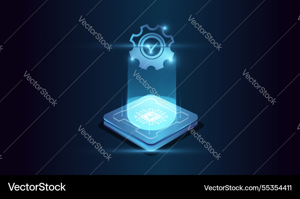 Microchip at the center represents computational Microchip at the center represents computational Vector Image