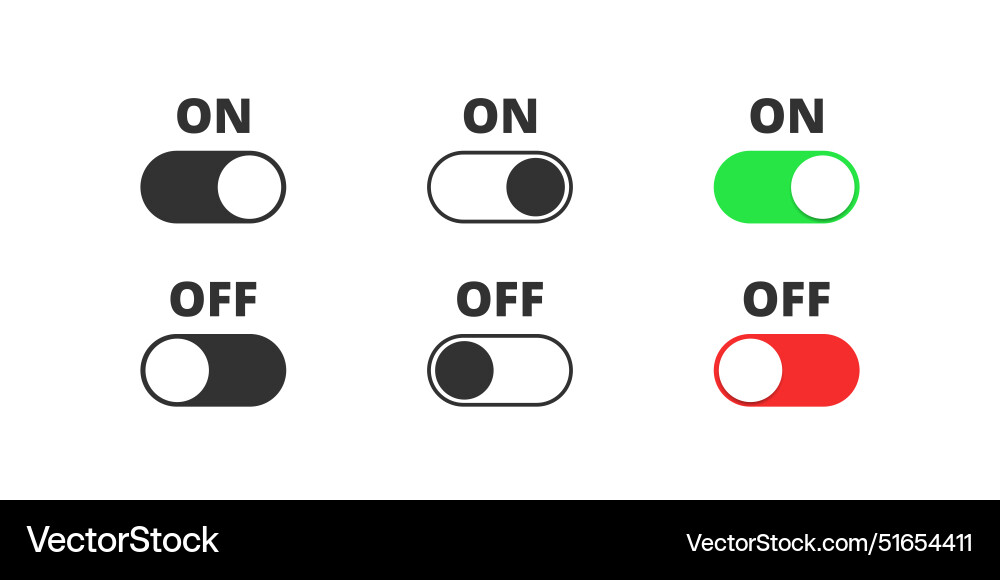 On and off toggle switch button On and off toggle switch button vector image