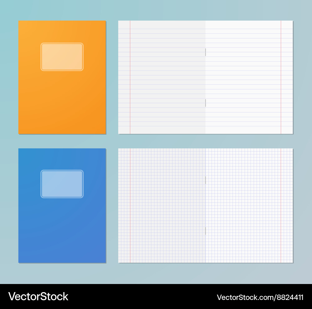 Opened and closed exercise books Vector Image