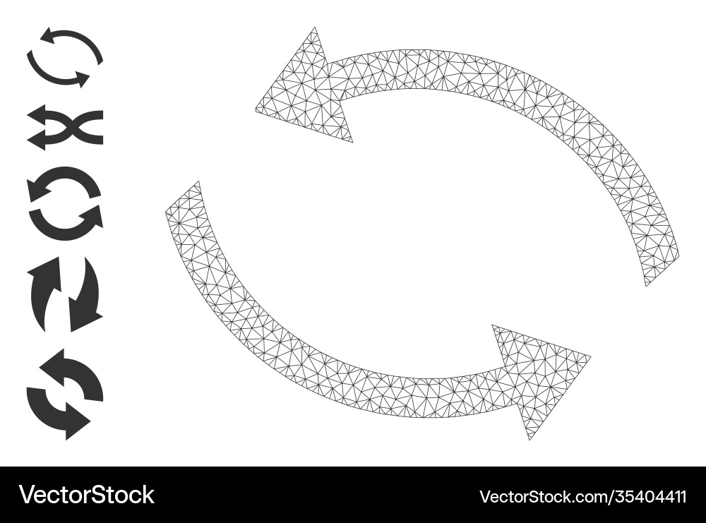 Polygonal mesh exchange arrows icon with simple Polygonal mesh exchange arrows icon with simple vector image