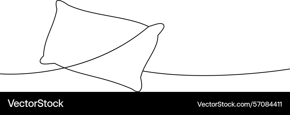 Rectangle fluffy pillow one line continuous vector image