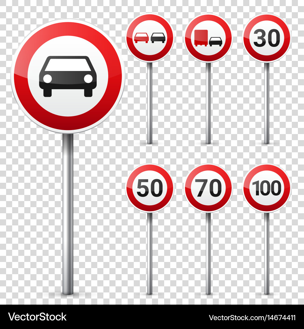 Straßenschilder Sammlung isoliert auf weißem Hintergrund