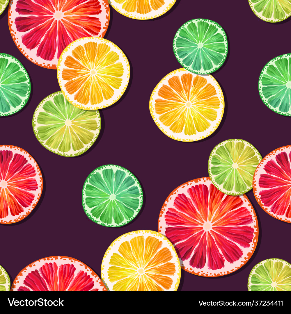 Seamless pattern with lemon lime and grapefruit vector image