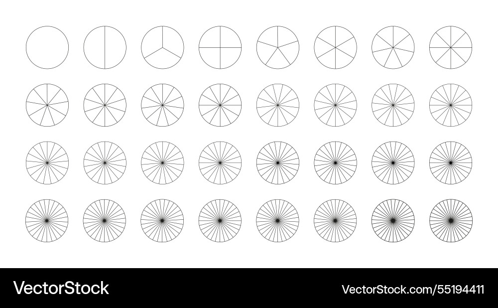 Segmented charts from 1 to 32 collection vector image