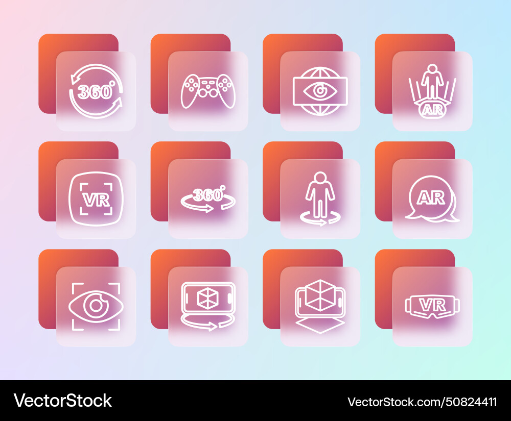 Set line augmented reality ar 3d modeling 360 Vector Image
