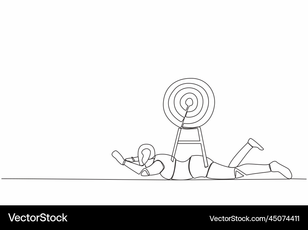 Single continuous line drawing stressed robot Single continuous line drawing stressed robot vector image