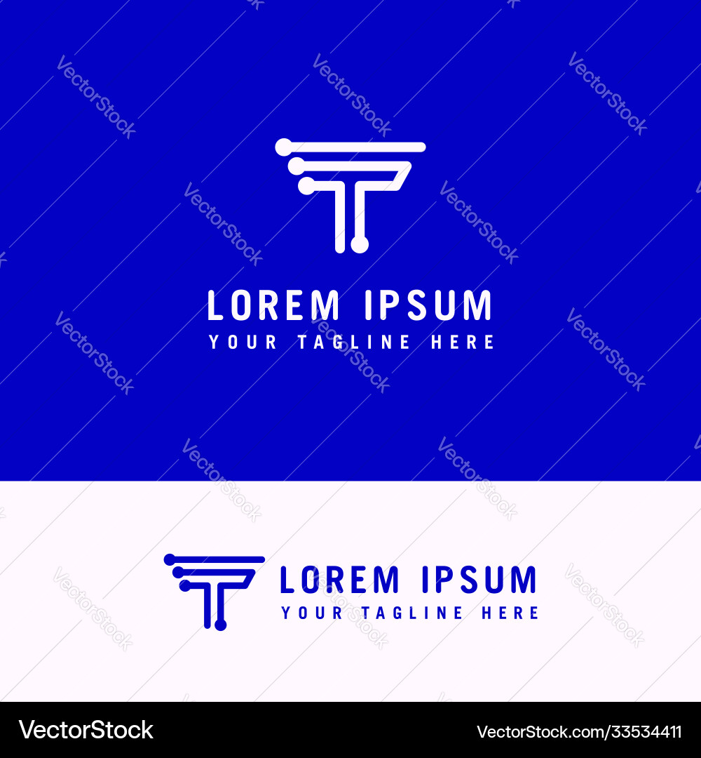 Tech T Initial Logo Template vector image