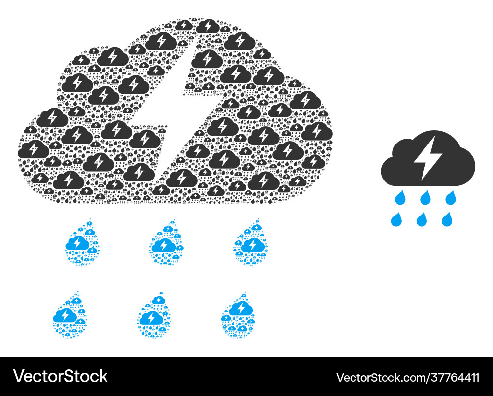 Thunderstorm recursive icon mosaic Thunderstorm recursive icon mosaic vector image