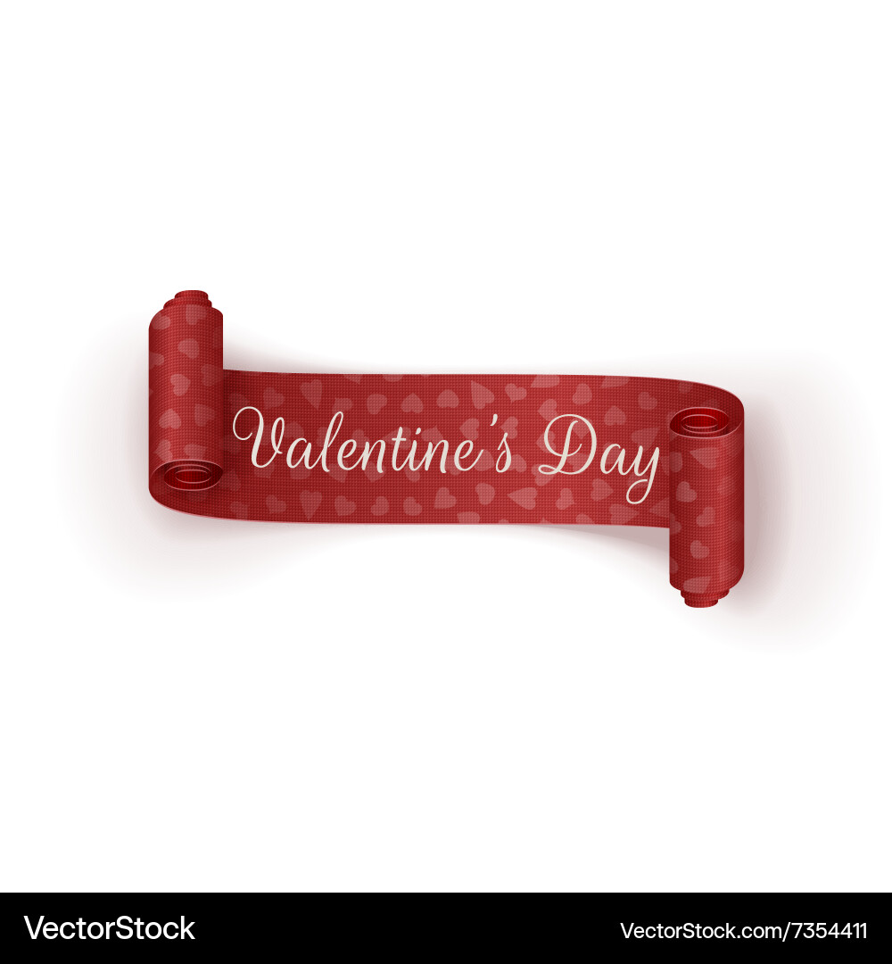 Valentines day scroll banner with hearts pattern Vector Image