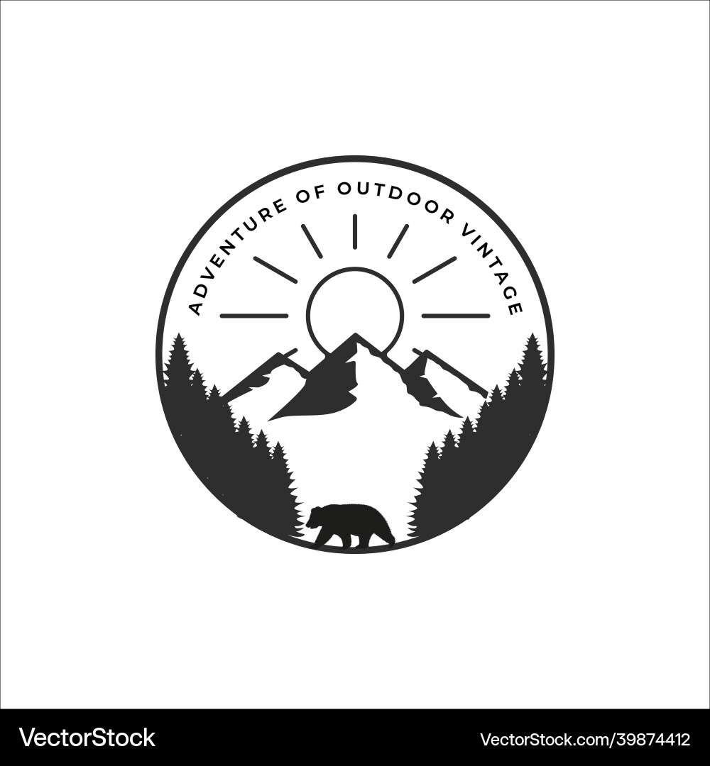 Berg- und Bärenlogo Vintage Template-Ikone Berg- und Bärenlogo Vintage Template-Ikone vektorbild