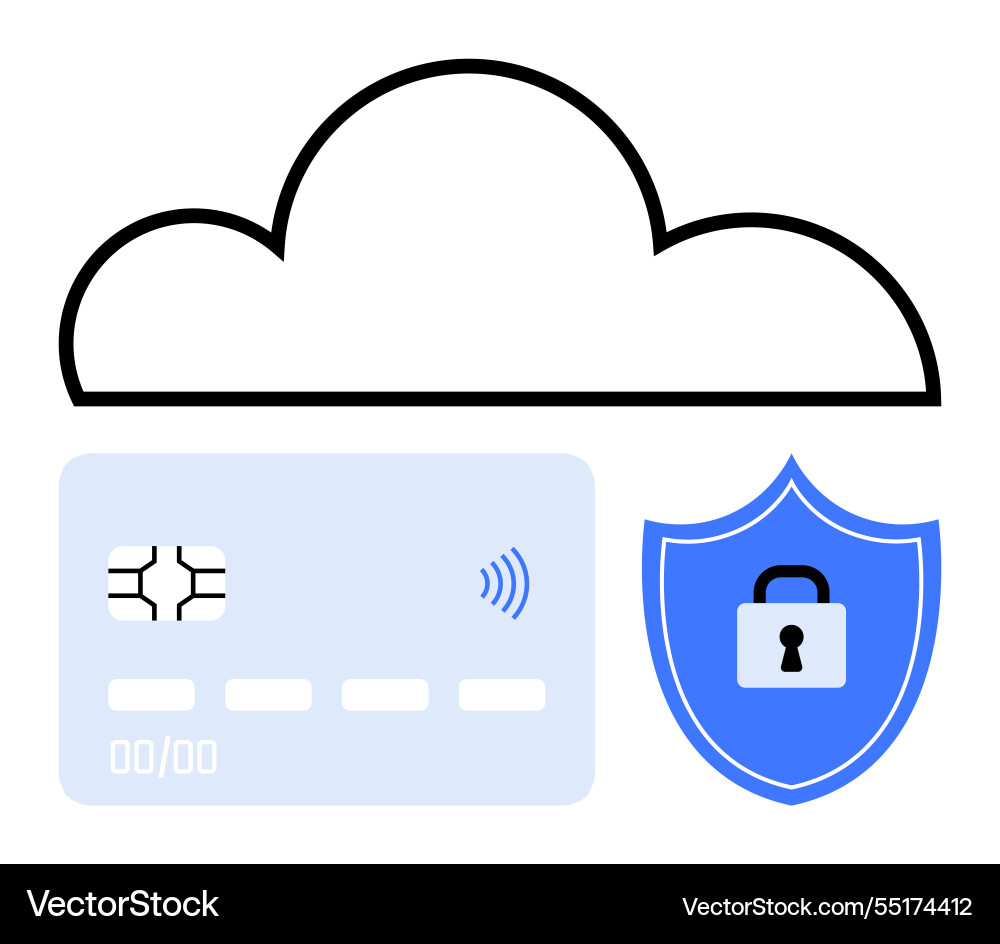 Cloud computing with secure contactless payment Vector Image