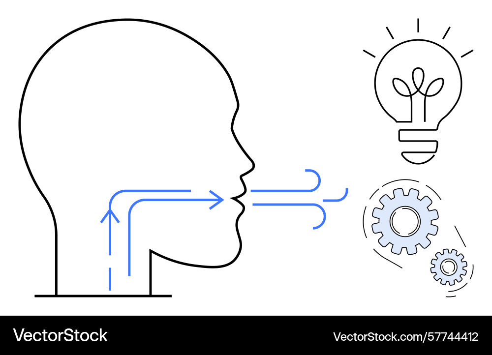 Conceptual thinking with ideas flowing through Conceptual thinking with ideas flowing through vector image
