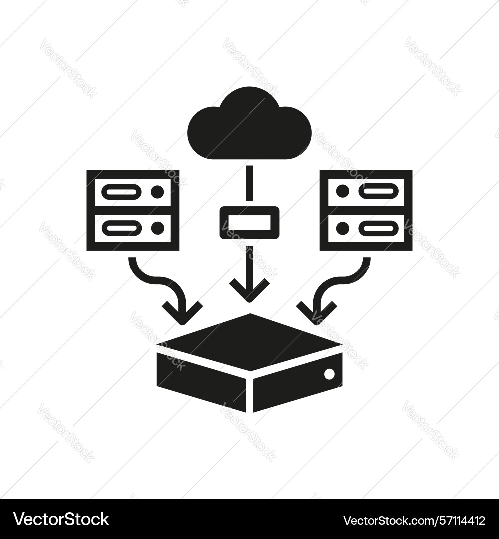 Database server solid icon cloud storage symbol Database server solid icon cloud storage symbol Vector Image