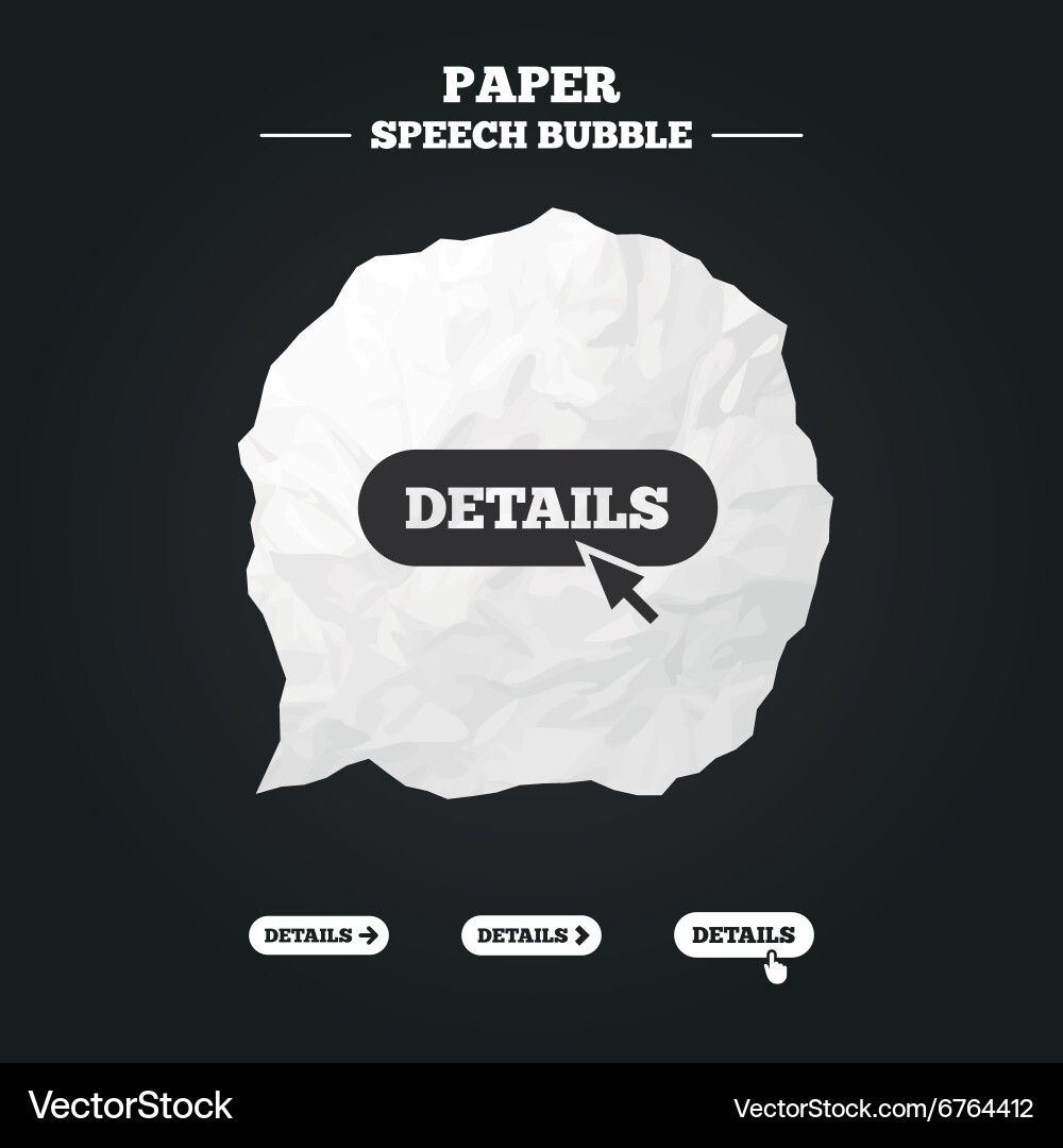 Details with arrow more symbol and cursor Vector Image