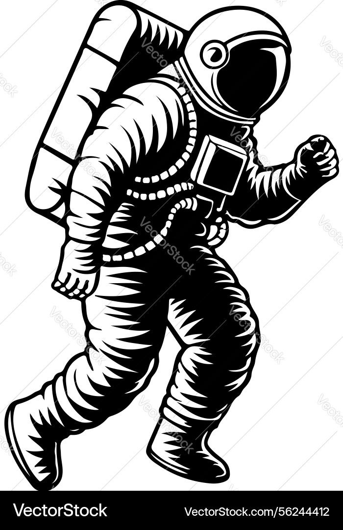 Eine Raummannfigur die im Raum fliegt Eine Raummannfigur die im Raum fliegt vektorbild