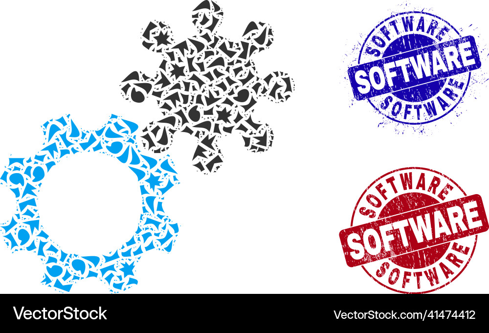 Gears mosaic of fractions with software textured Gears mosaic of fractions with software textured vector image