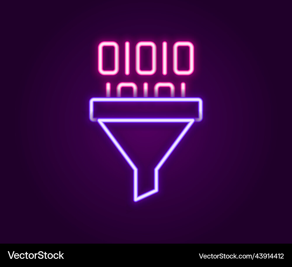 Glowing neon line binary code icon isolated Glowing neon line binary code icon isolated vector image