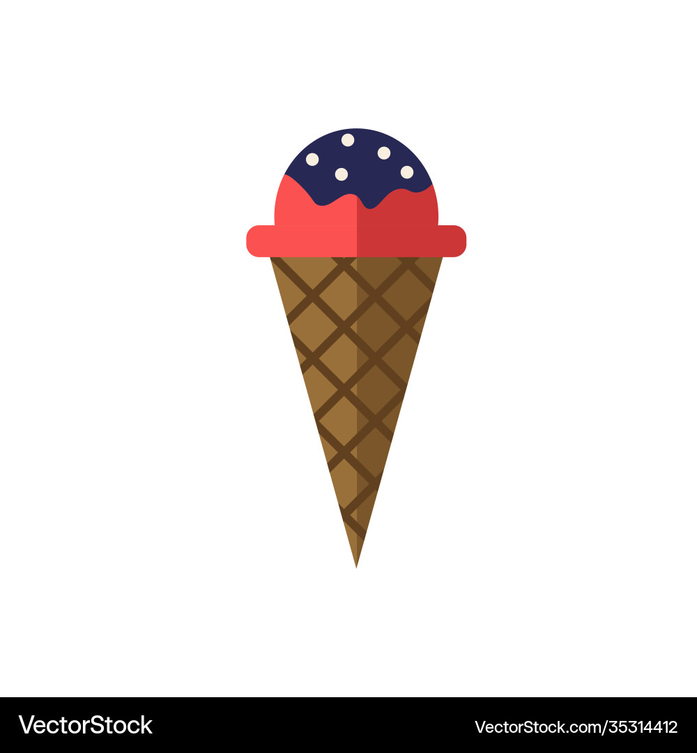 Ice cream cone flat icon color simple element Vector Image