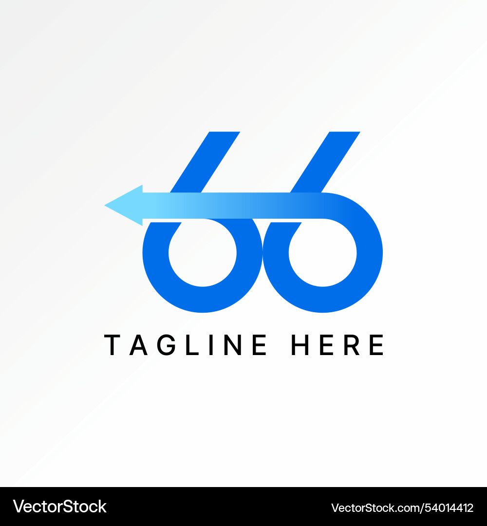 Initial number 66 font connect arrow turn back Initial number 66 font connect arrow turn back vector image