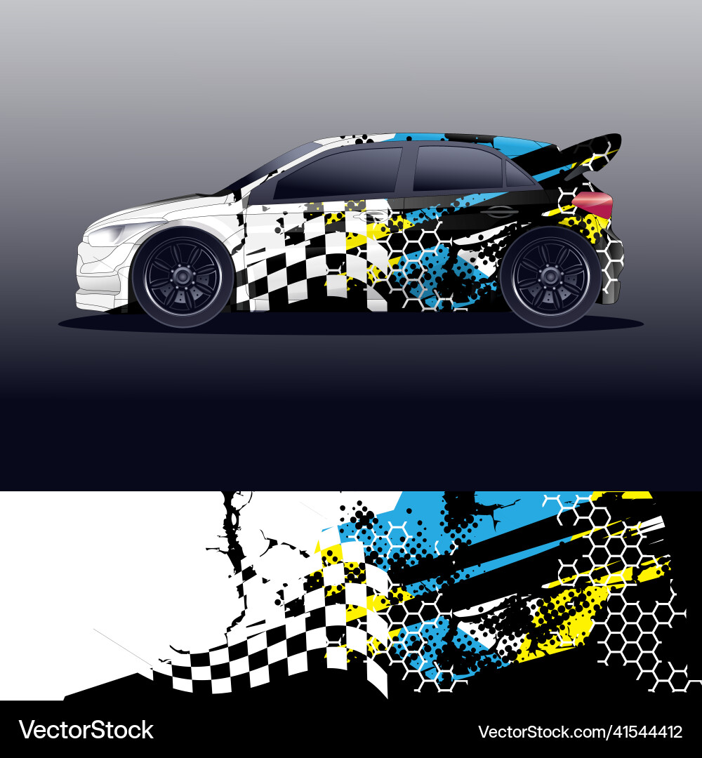 Rally Car Wrap Abstract Decal Vector Image