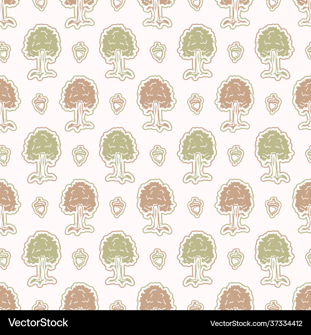 Seamless minimalist tree blockprint pattern Seamless minimalist tree blockprint pattern vector image