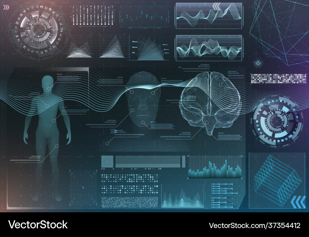 Set brain research interfaces functional Vector Image