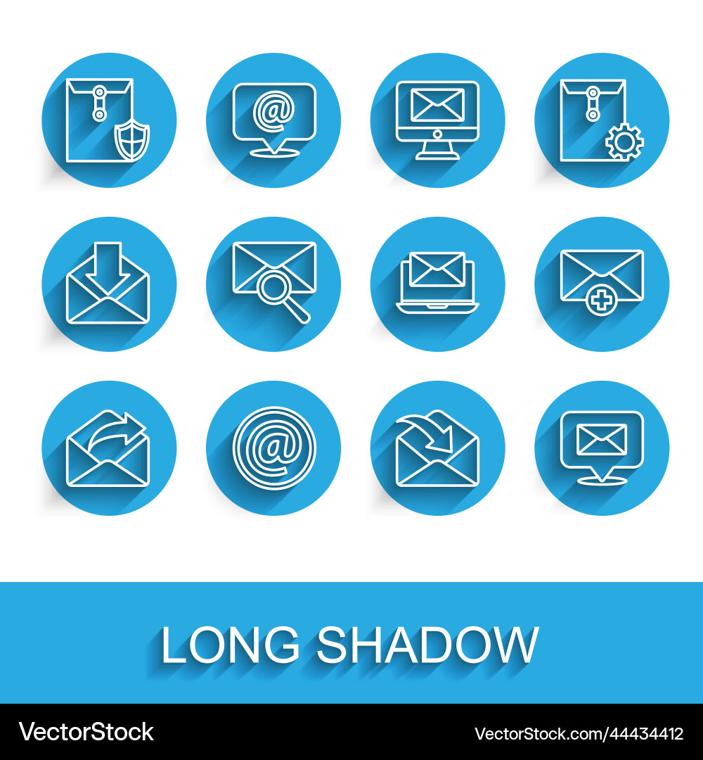 Set line outgoing mail and e-mail envelope vector image