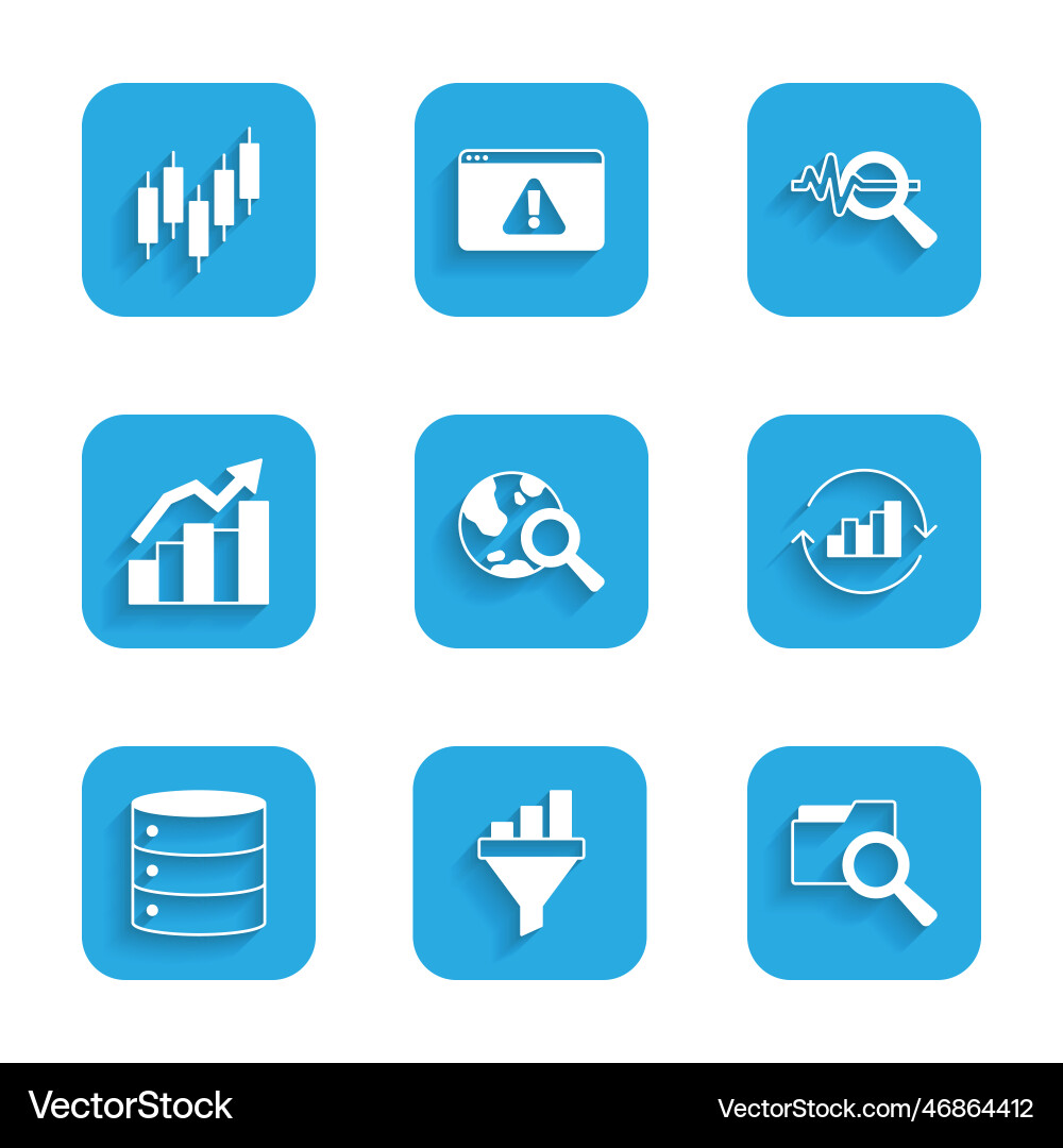 Set search globe sales funnel with chart folder Set search globe sales funnel with chart folder vector image