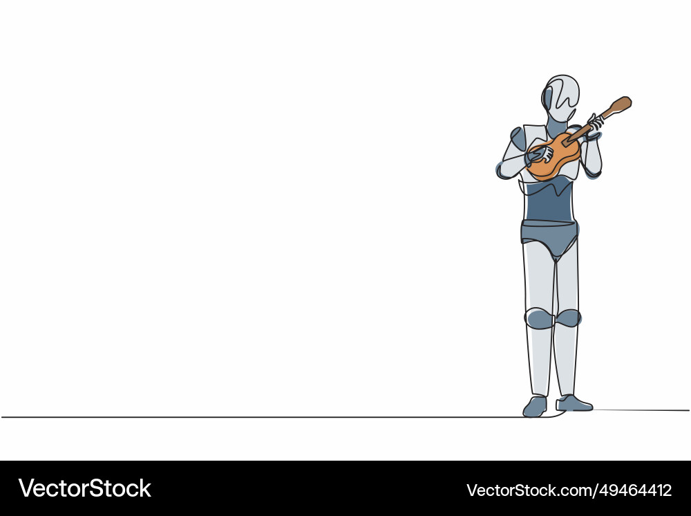 Single continuous line drawing robot playing Single continuous line drawing robot playing vector image