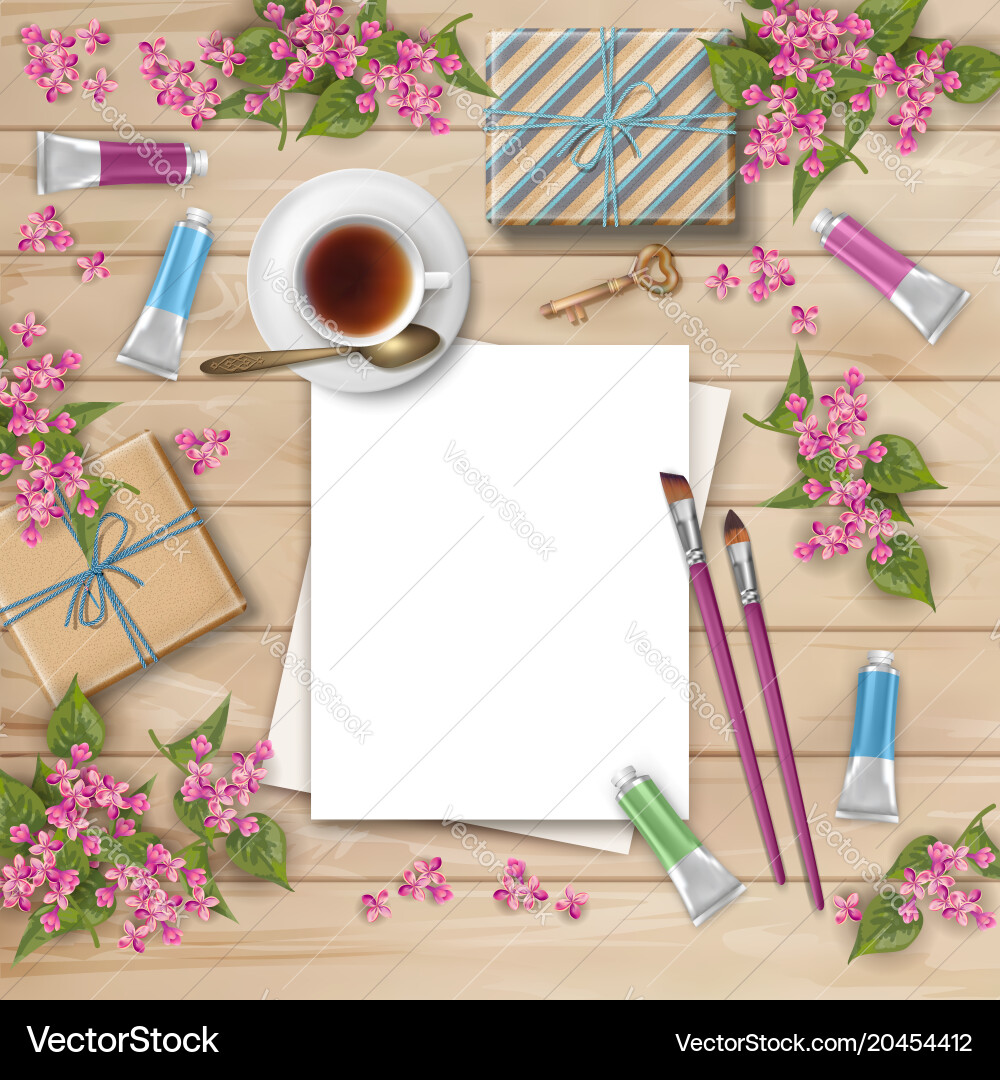 Spring top view background vector image