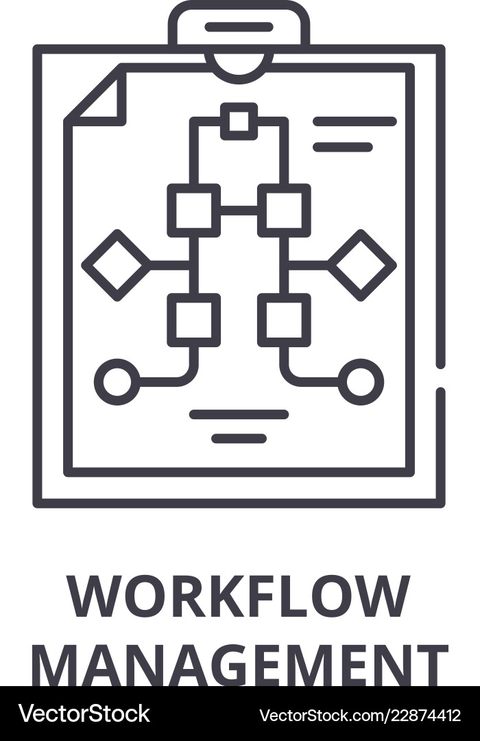 Workflow management line icon concept vector image