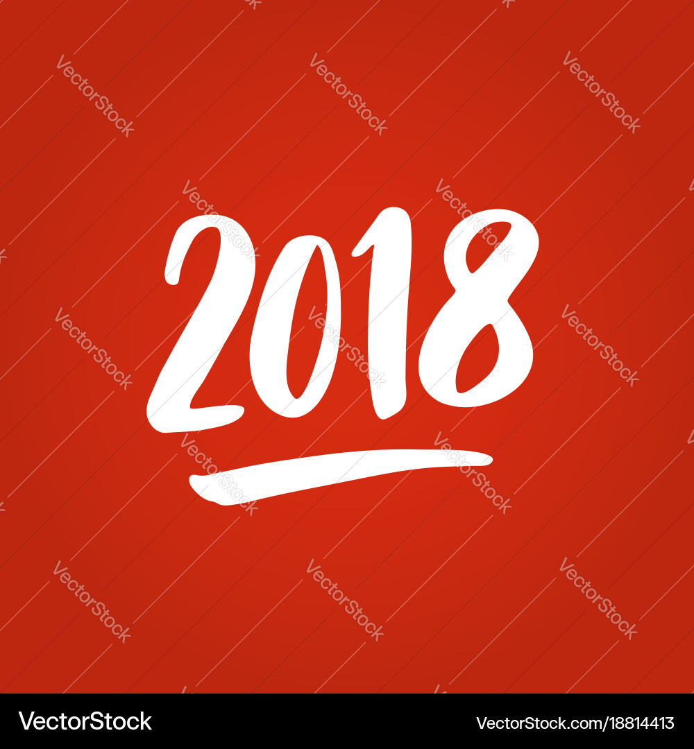 2018 hand drawn numbers on red background Vector Image