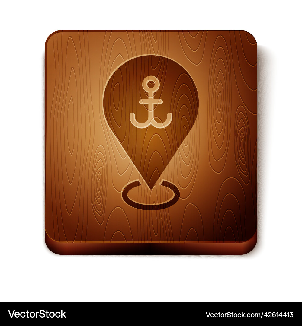 Brown map pointer with anchor icon isolated Brown map pointer with anchor icon isolated vector image