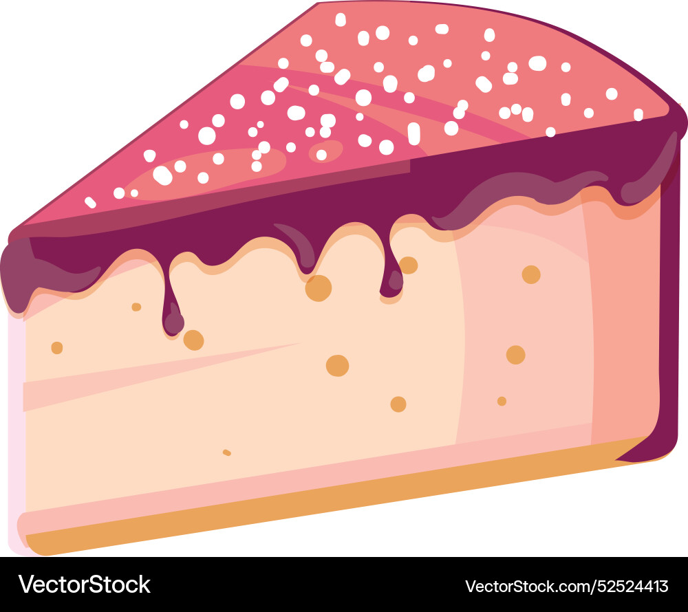 Cake slice with dripping berry glaze cartoon icon Vector Image