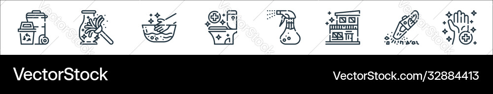 Cleaning line icons linear set quality Cleaning line icons linear set quality vector image