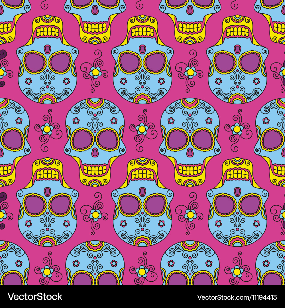 Colored skul pattern Vector Image