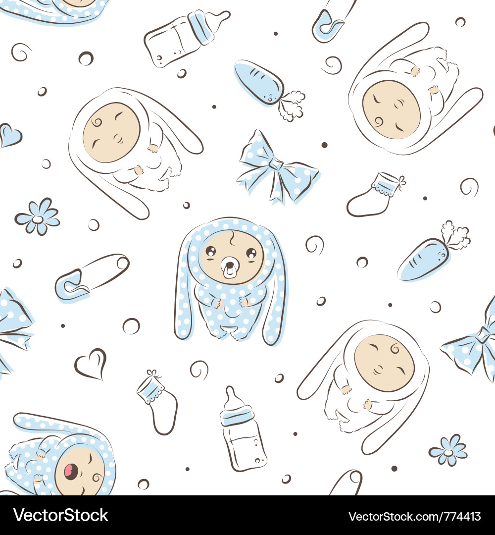 Cute Baby Bottle Pattern vector image