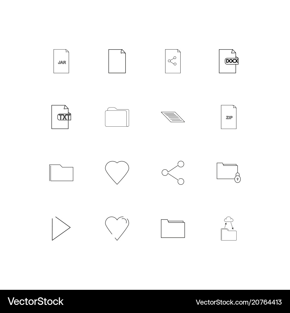 Files and folders sign linear thin icons set vector image