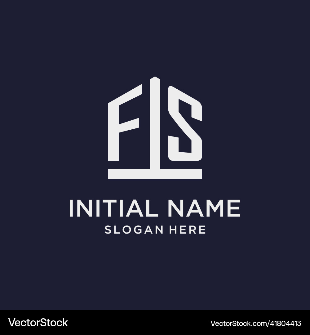 Fs initial monogram logo design with pentagon vector image