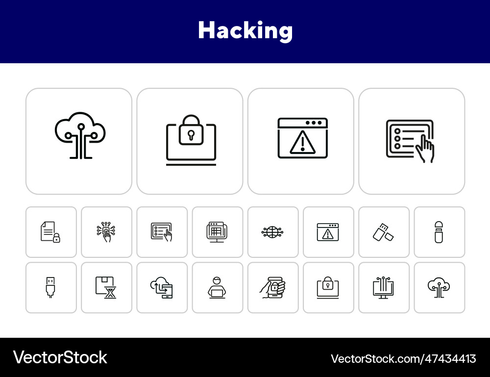 Hacking line icon set Hacking line icon set vector image