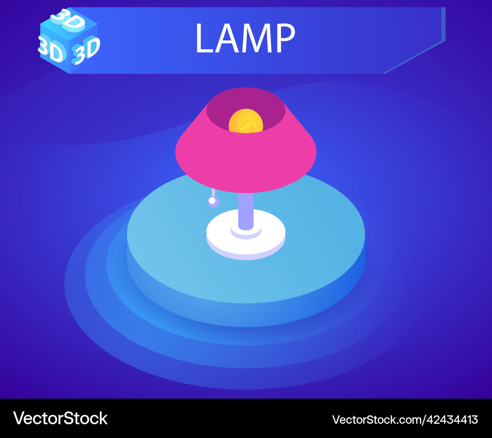 Lamp isometric design icon web 3d colorful Lamp isometric design icon web 3d colorful vector image