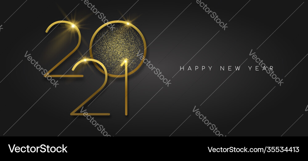 New year 2021 gold glitter black background card New year 2021 gold glitter black background card vector image