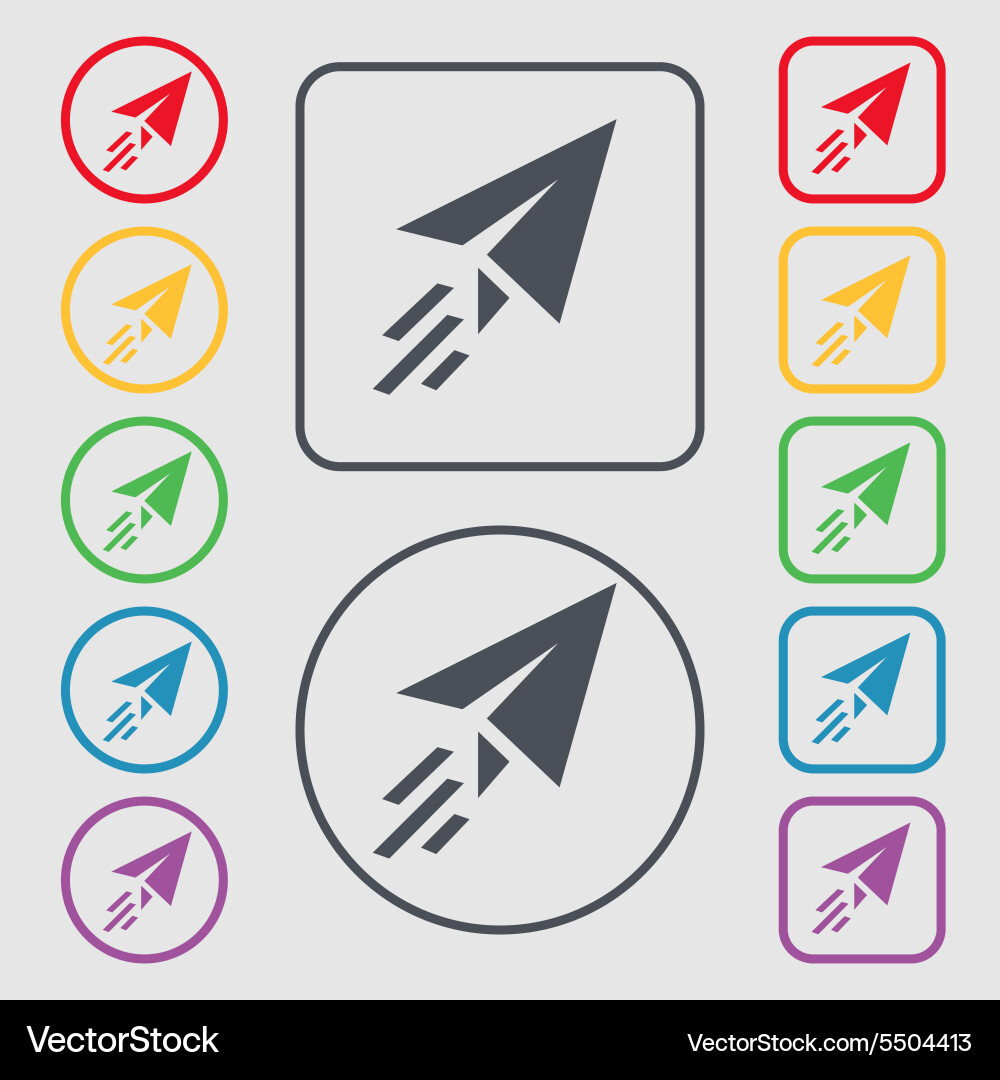 Paper airplane icon sign symbol on the round Vector Image
