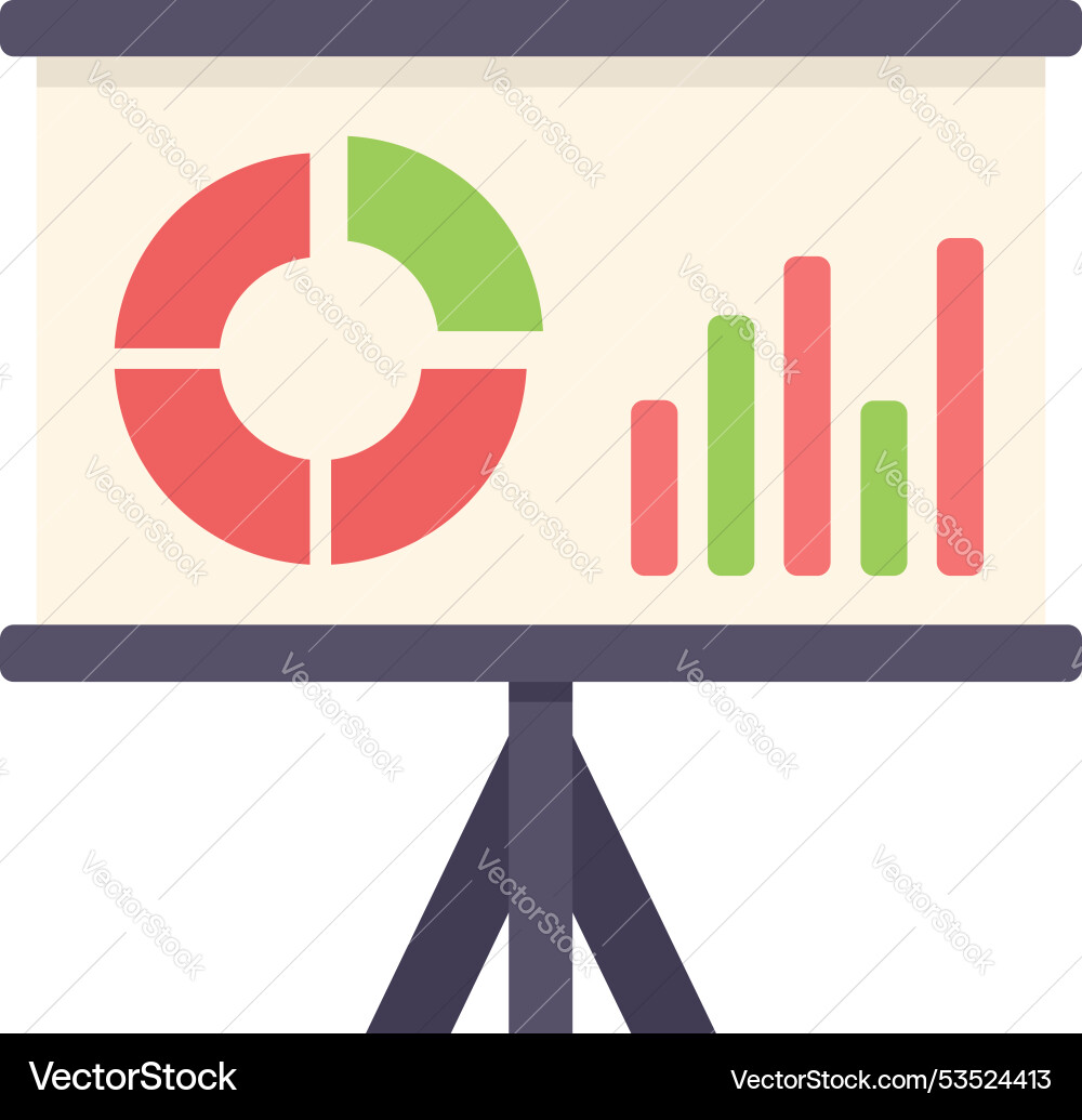 Presentation board showing pie chart and bar graph Presentation board showing pie chart and bar graph vector image