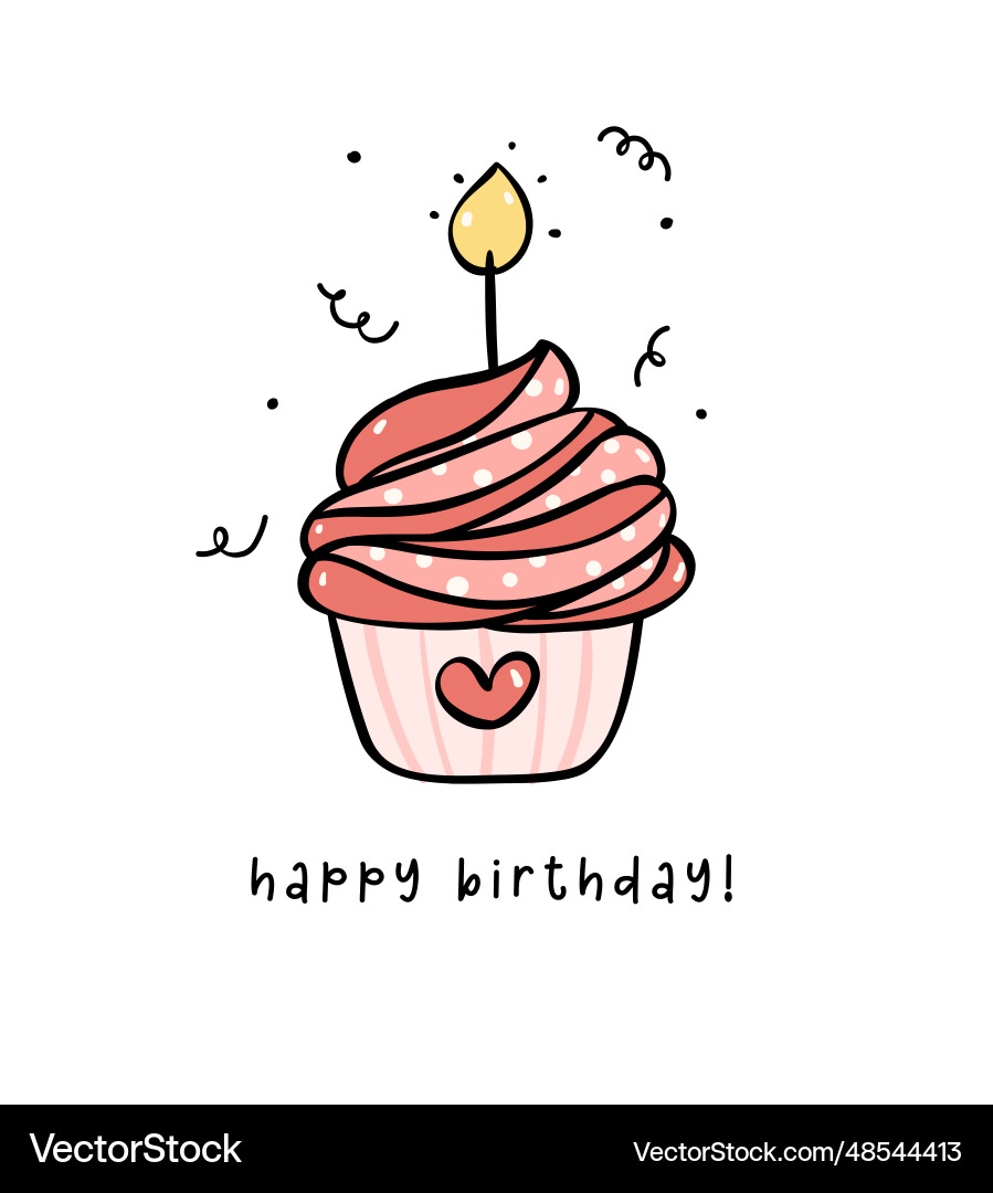 Süße rosa Geburtstag Kuchen Herz Cupcake Süße rosa Geburtstag Kuchen Herz Cupcake vektorbild