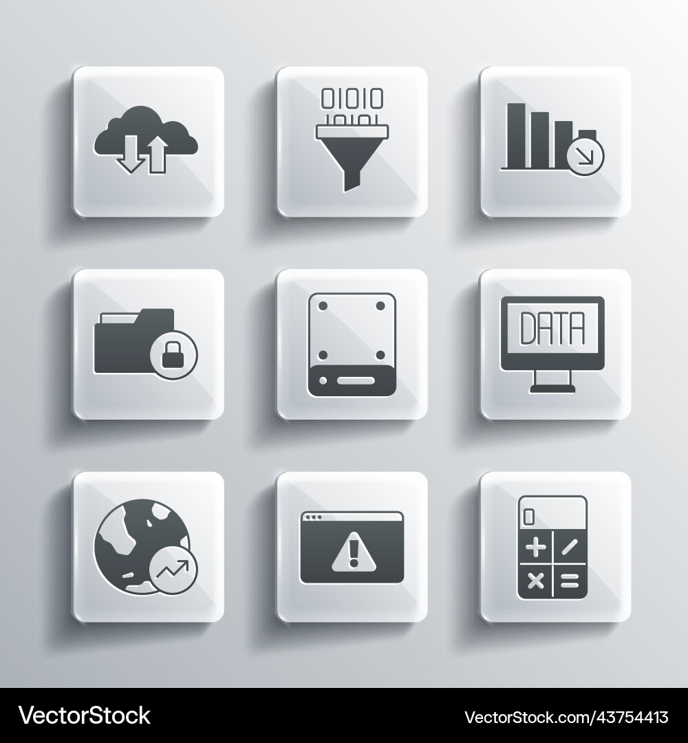 Set browser with exclamation mark calculator Set browser with exclamation mark calculator vector image