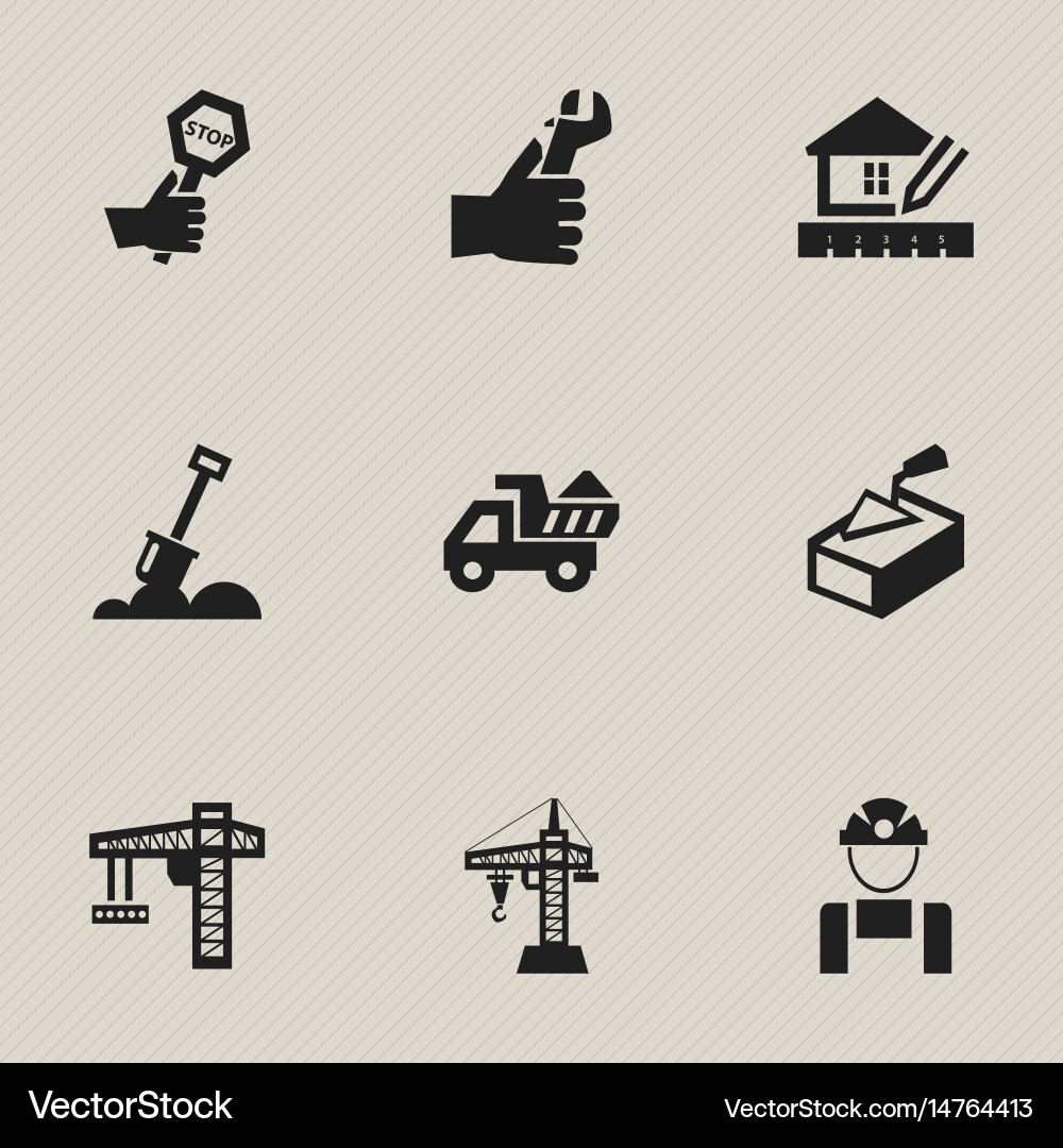 Set of 9 editable building icons includes symbols vector image