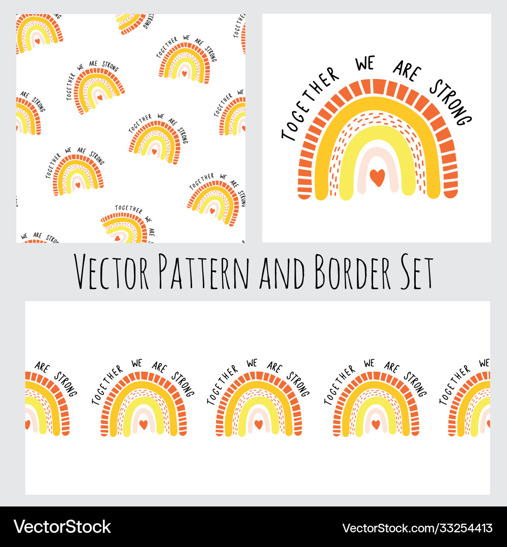 Set rainbow seamless pattern border Set rainbow seamless pattern border vector image