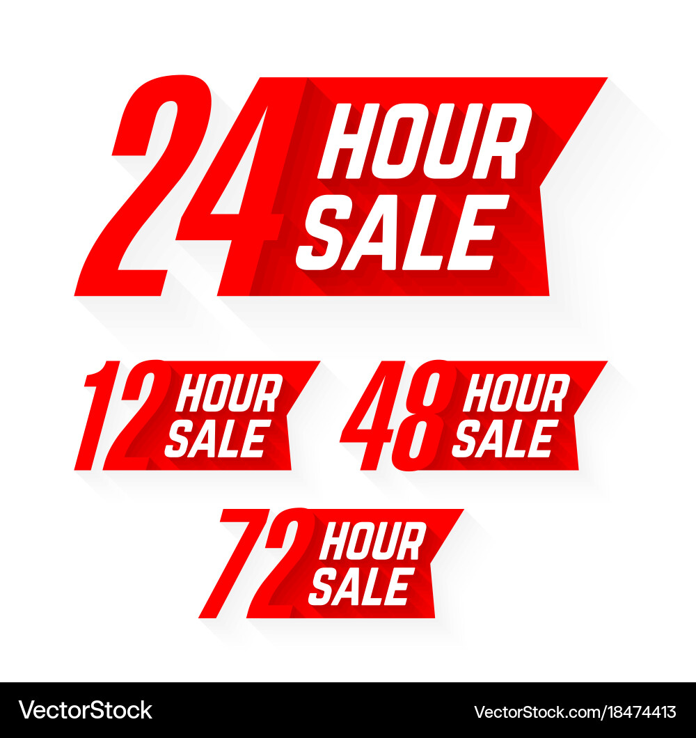 Short-Term Sale Labels - 12/24/48/72 Hour Vector Image