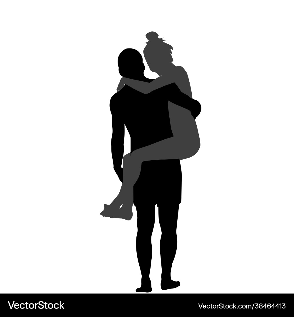 Silhouette Mann tragen Frau in seinen Armen Silhouette Mann tragen Frau in seinen Armen vektorbild